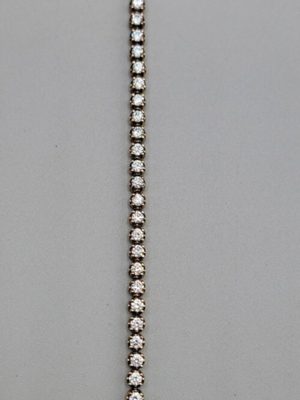 FM 87 Sterling Silver Vermeil White Topaz Tennis Bracelet Heart Charm 6.75" - Picture 8 of 13